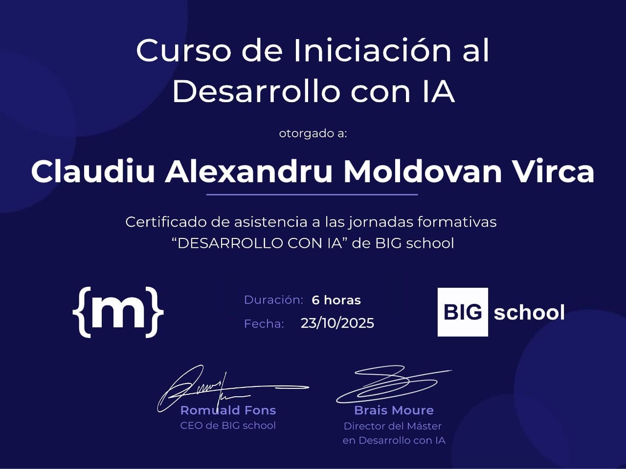 Certificado BIG School